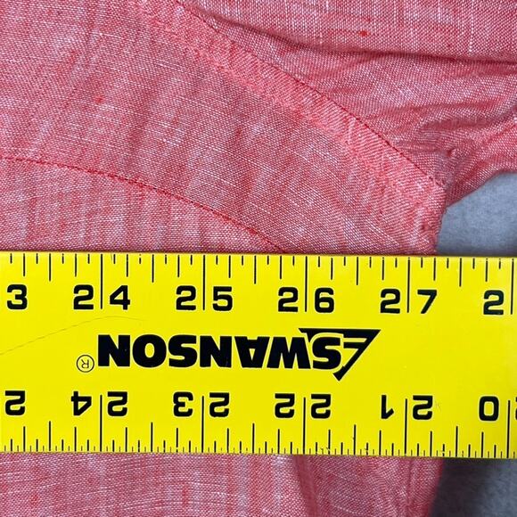 Sigrid Olsen Linen Tunic Shirt Women's 3X Deep Coral Roll-Tab Sleeves Lagenlook - Picture 5 of 10